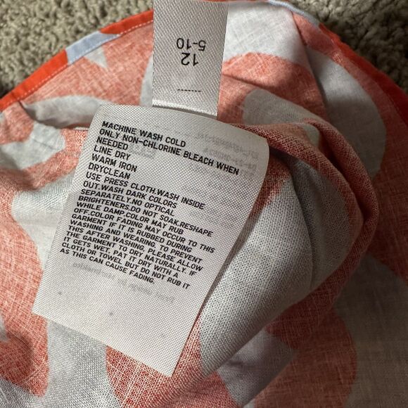 Uniqlo x Marimekko Linen Cotton Blue Orange Scallop Stripe 3/4 Sleeve Blouse, XS - Picture 8 of 8